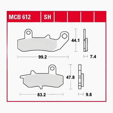 TRW Lucas Bremsbeläge organisch MCB612  99,2/83,2x44,1/47,8x7,4/9,8mm von TRW Lucas