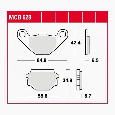 TRW Lucas Bremsbeläge organisch MCB628 84,9/55,8x42,4/34,9x6,5/8,7mm TRW Lucas Bremsbeläge organisch MCB628 84,9/55,8x42,4/34,9x6,5/8,7mm von TRW Lucas
