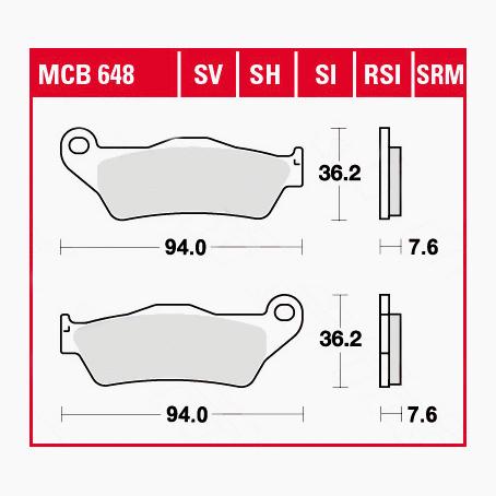 TRW Lucas Bremsbeläge organisch MCB648 94x36,2x7,6mm TRW Lucas Bremsbeläge organisch MCB648 94x36,2x7,6mm von TRW Lucas