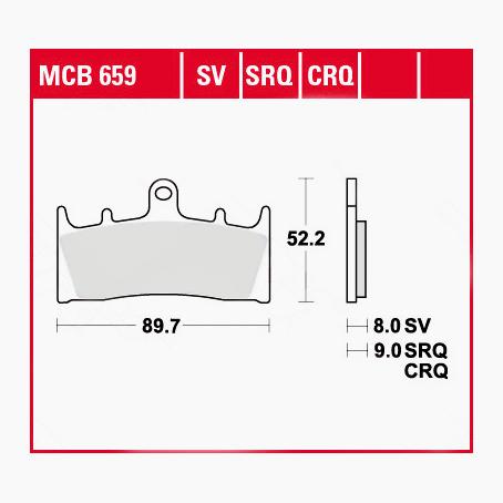 TRW Lucas Bremsbeläge organisch MCB659  89,7x52,2x8mm von TRW Lucas