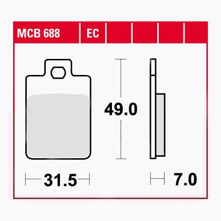 TRW Lucas Bremsbeläge organisch MCB688 31,5x49x7mm TRW Lucas Bremsbeläge organisch MCB688 31,5x49x7mm von TRW Lucas
