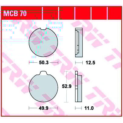 TRW Lucas Bremsbeläge organisch MCB70 50,3/49,9x50,3/52,9x12,5/11mm TRW Lucas Bremsbeläge organisch MCB70 50,3/49,9x50,3/52,9x12,5/11mm von TRW Lucas