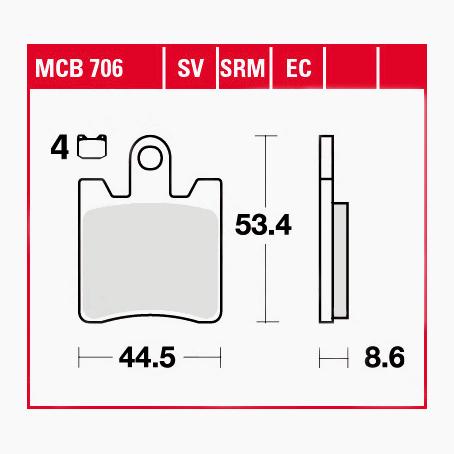 TRW Lucas Bremsbeläge organisch MCB706 44,5x53,4x8,6mm TRW Lucas Bremsbeläge organisch MCB706 44,5x53,4x8,6mm von TRW Lucas