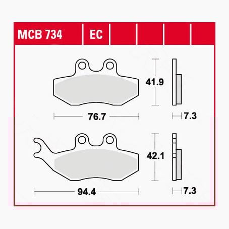 TRW Lucas Bremsbeläge organisch MCB734 76,7/94,4x41,9/42,1x7,3mm TRW Lucas Bremsbeläge organisch MCB734 76,7/94,4x41,9/42,1x7,3mm von TRW Lucas