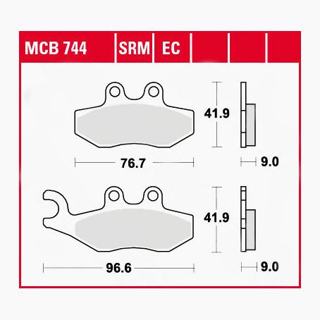 TRW Lucas Bremsbeläge organisch MCB744 76,7/96,6x41,9x9mm TRW Lucas Bremsbeläge organisch MCB744 76,7/96,6x41,9x9mm von TRW Lucas