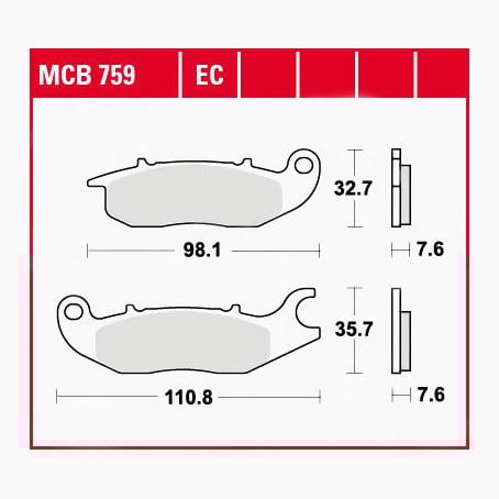 TRW Lucas Bremsbeläge organisch MCB759 98,1/110,8x32,7/35,7x7,6mm TRW Lucas Bremsbeläge organisch MCB759 98,1/110,8x32,7/35,7x7,6mm von TRW Lucas