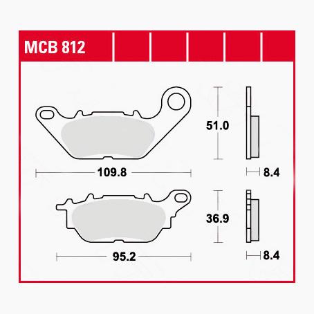 TRW Lucas Bremsbeläge organisch MCB812 109,8/95,2x51/36,9x8,4mm TRW Lucas Bremsbeläge organisch MCB812 109,8/95,2x51/36,9x8,4mm von TRW Lucas
