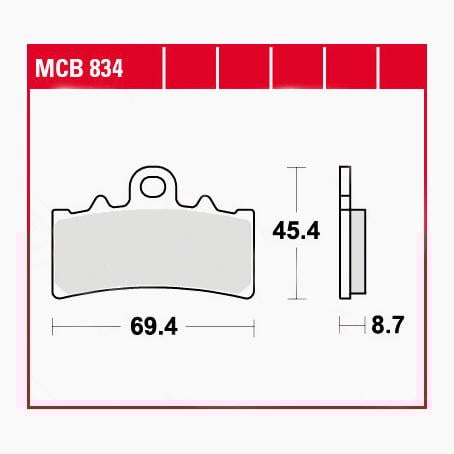 TRW Lucas Bremsbeläge organisch MCB834 69,4x45,4x8,7mm TRW Lucas Bremsbeläge organisch MCB834 69,4x45,4x8,7mm von TRW Lucas
