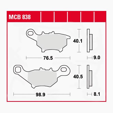 TRW Lucas Bremsbeläge organisch MCB838 76,5/98,9x40,1/40,5x9/8,1mm TRW Lucas Bremsbeläge organisch MCB838 76,5/98,9x40,1/40,5x9/8,1mm von TRW Lucas