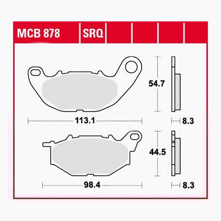 TRW Lucas Bremsbeläge organisch MCB878  113,1/98,4x54,7/44,5x8,3mm von TRW Lucas