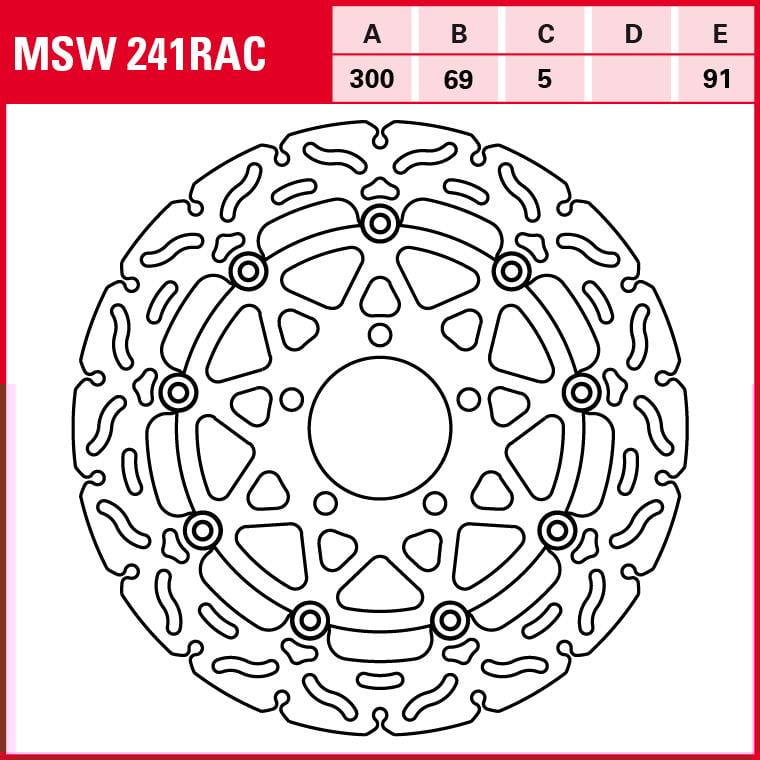TRW Lucas Bremsscheibe RAC schwimmend MSW241RAC 300/69/91/5mm von TRW Lucas