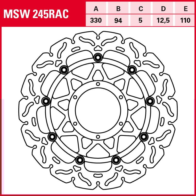 TRW Lucas Bremsscheibe RAC schwimmend MSW245RAC 330/94/110/5/12,5mm von TRW Lucas