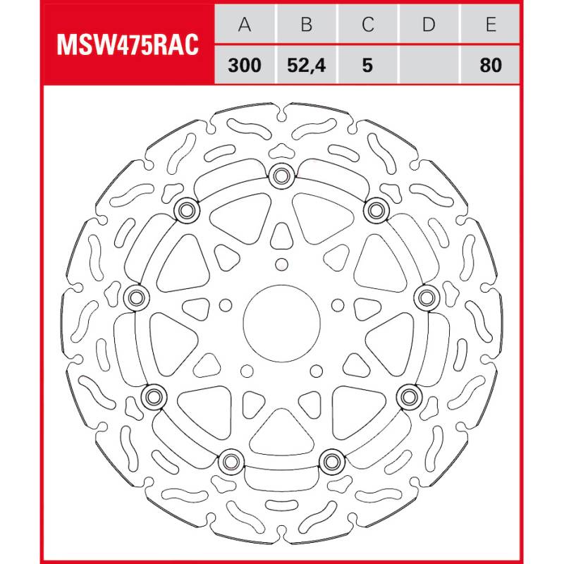 TRW Lucas Bremsscheibe RAC schwimmend MSW475RAC 300/52,4/80/5mm von TRW Lucas