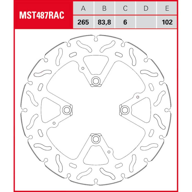TRW Lucas Bremsscheibe RAC starr MST487RAC 265/83,8/102/6mm von TRW Lucas