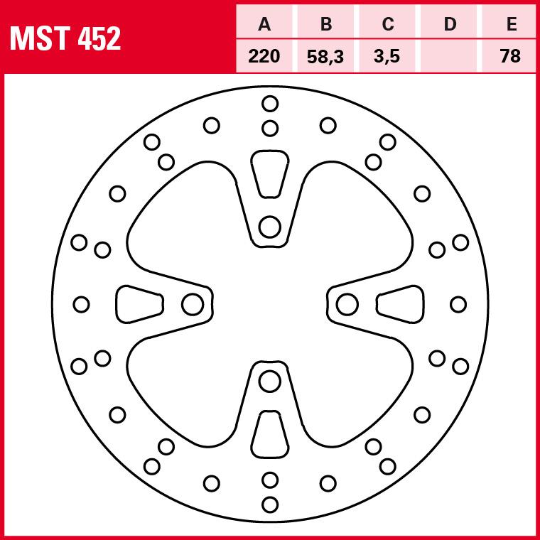 TRW Lucas Bremsscheibe Street starr MST452 220/58,3/78/3,5mm von TRW Lucas