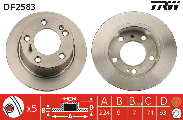 Bremsscheibe Hinterachse TRW DF2583 Bremsscheibe Hinterachse TRW DF2583 von TRW