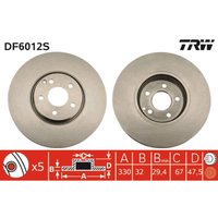 Bremsscheibe TRW DF6012S vorne, belüftet, 1 Stück Bremsscheibe TRW DF6012S vorne, belüftet, 1 Stück von Trw