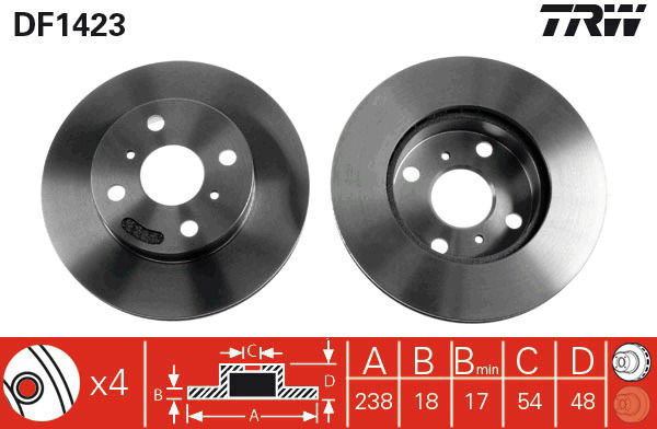 Bremsscheibe Vorderachse TRW DF1423 Bremsscheibe Vorderachse TRW DF1423 von TRW