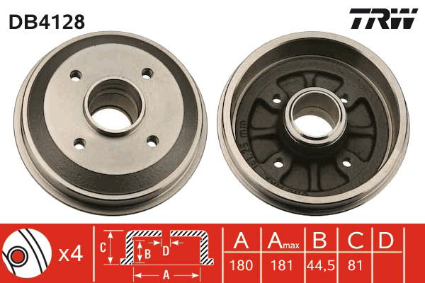 Bremstrommel Hinterachse TRW DB4128 Bremstrommel Hinterachse TRW DB4128 von TRW