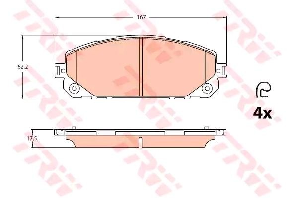 TRW Bremsbelagsatz JEEP GDB2094 68212327AA,68212327AB,68212327AC TRW Bremsbelagsatz JEEP GDB2094 68212327AA,68212327AB,68212327AC von TRW