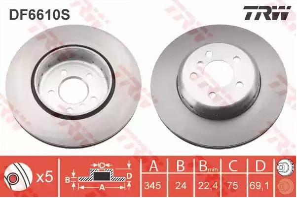 TRW Bremsscheibe BMW DF6610S 34206894381,34216775289,6775289 Bremsscheiben,Scheibenbremsen 6894381 TRW Bremsscheibe BMW DF6610S 34206894381,34216775289,6775289 Bremsscheiben,Scheibenbremsen 6894381 von TRW