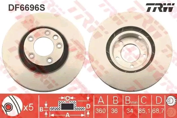 TRW Bremsscheibe VW,PORSCHE DF6696S 7P6615302A,7P6615302B,95835140400 Bremsscheiben,Scheibenbremsen 95835140401 TRW Bremsscheibe VW,PORSCHE DF6696S 7P6615302A,7P6615302B,95835140400 Bremsscheiben,Scheibenbremsen 95835140401 von TRW