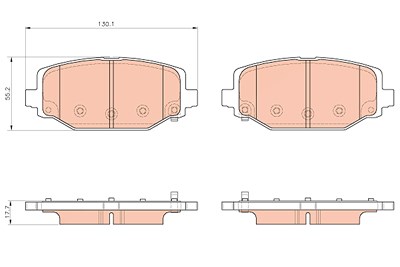 Trw Bremsbeläge hinten (Satz) [Hersteller-Nr. GDB1936] für Chrysler, Fiat, Lancia von TRW