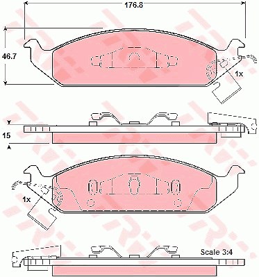 Trw Bremsbelagsatz, Scheibenbremse [Hersteller-Nr. GDB4016] für Chrysler, Dodge von TRW