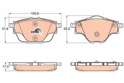 Trw Bremsbeläge hinten (Satz) [Hersteller-Nr. GDB2034] für Citroën, Ds, Opel, Peugeot, Vauxhall von TRW