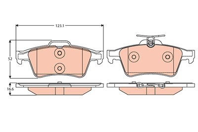Trw Bremsbelagsatz, Scheibenbremse [Hersteller-Nr. GDB2086] für Cadillac, Chevrolet, Citroën, Daimler, Ford, Jaguar, Mazda, Opel, Renault, Saab, Vauxh von TRW