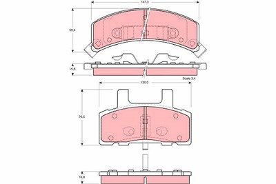 Trw Bremsbelagsatz, Scheibenbremse [Hersteller-Nr. GDB1273] für Cadillac, Chevrolet, Dodge von TRW