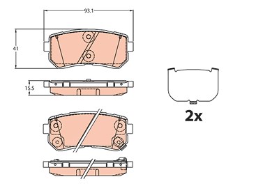 Trw Bremsbelagsatz, Scheibenbremse [Hersteller-Nr. GDB3636] für Hyundai, Kia von TRW