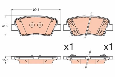 Trw Bremsbeläge hinten (Satz) [Hersteller-Nr. GDB3594] für Hyundai, Kia, Ssangyong von TRW