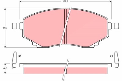 Trw Bremsbelagsatz, Scheibenbremse [Hersteller-Nr. GDB1177] für Mazda von TRW