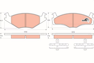 Trw Bremsbelagsatz, Scheibenbremse [Hersteller-Nr. GDB1219] für Seat, VW von TRW