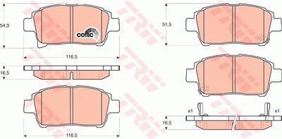 Trw Bremsbelagsatz, Scheibenbremse [Hersteller-Nr. GDB3317] für Aston Martin, Toyota von TRW