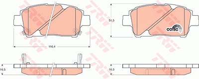 Trw Bremsbelagsatz, Scheibenbremse [Hersteller-Nr. GDB3242] für Toyota von TRW