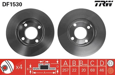 Trw Bremsscheibe [Hersteller-Nr. DF1530] für Audi von TRW
