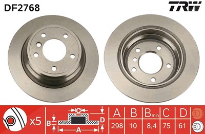 Trw Bremsscheibe [Hersteller-Nr. DF2768] für BMW von TRW