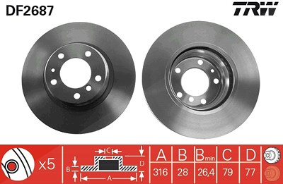 Trw Bremsscheibe [Hersteller-Nr. DF2687] für BMW von TRW