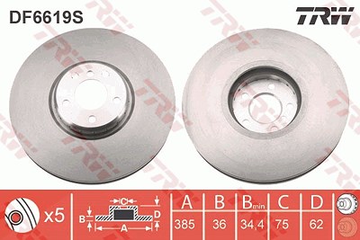 Trw Bremsscheibe [Hersteller-Nr. DF6619S] für BMW von TRW