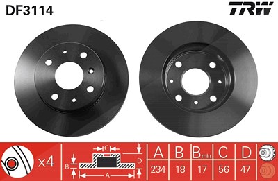 Trw Bremsscheibe [Hersteller-Nr. DF3114] für Daihatsu von TRW