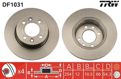 Trw Bremsscheibe [Hersteller-Nr. DF1031] für Renault von TRW