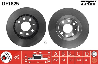 Trw Bremsscheibe [Hersteller-Nr. DF1625] für Chevrolet, Daewoo, Lotus, Opel, Vauxhall von TRW