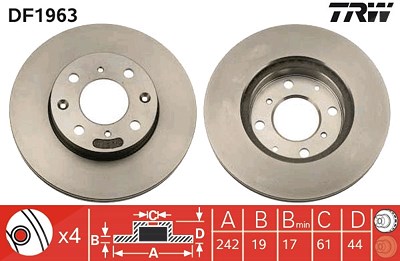Trw Bremsscheibe [Hersteller-Nr. DF1963] für Acura, Honda von TRW