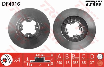 Trw Bremsscheibe [Hersteller-Nr. DF4016] für Subaru von TRW