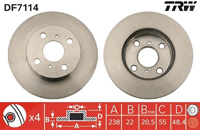 Trw Bremsscheibe [Hersteller-Nr. DF7114] für Toyota von TRW
