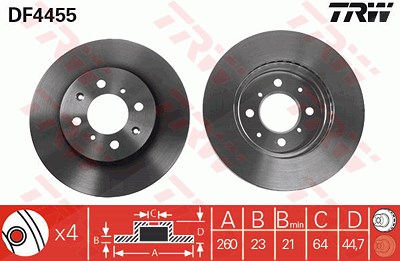 Trw Bremsscheibe [Hersteller-Nr. DF4455] für Honda von TRW