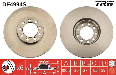 Trw 1x Bremsscheibe [Hersteller-Nr. DF4994S] für Iveco von TRW