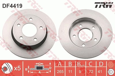 Trw Bremsscheibe [Hersteller-Nr. DF4419] für Mazda von TRW
